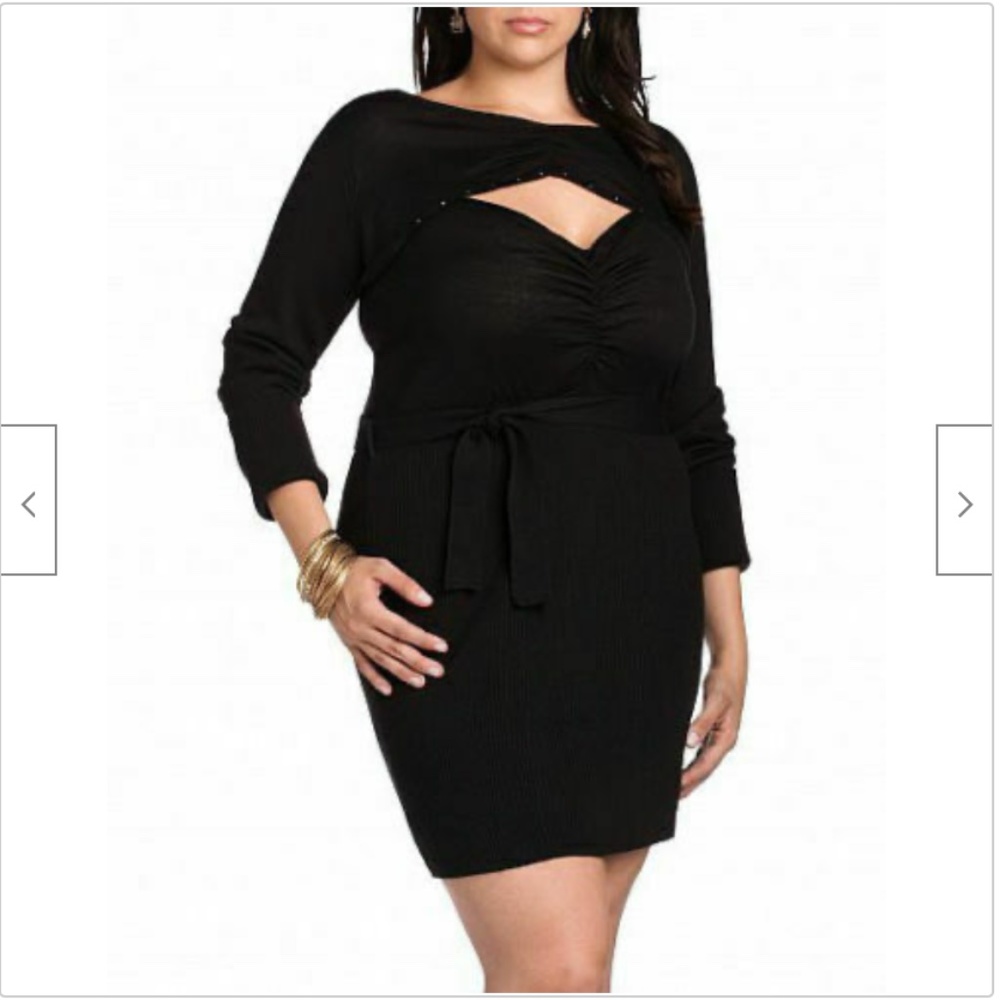NEW Dereon BLACK OPEN FRONT  Stretchy SWEATER DRESS 2X 18 20  PLUS SIZE